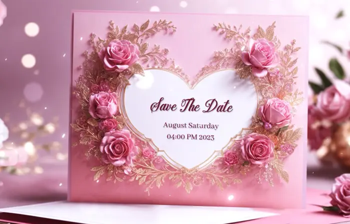 Unique 3D Golden Embroidered Floral Wedding Invitation Slideshow